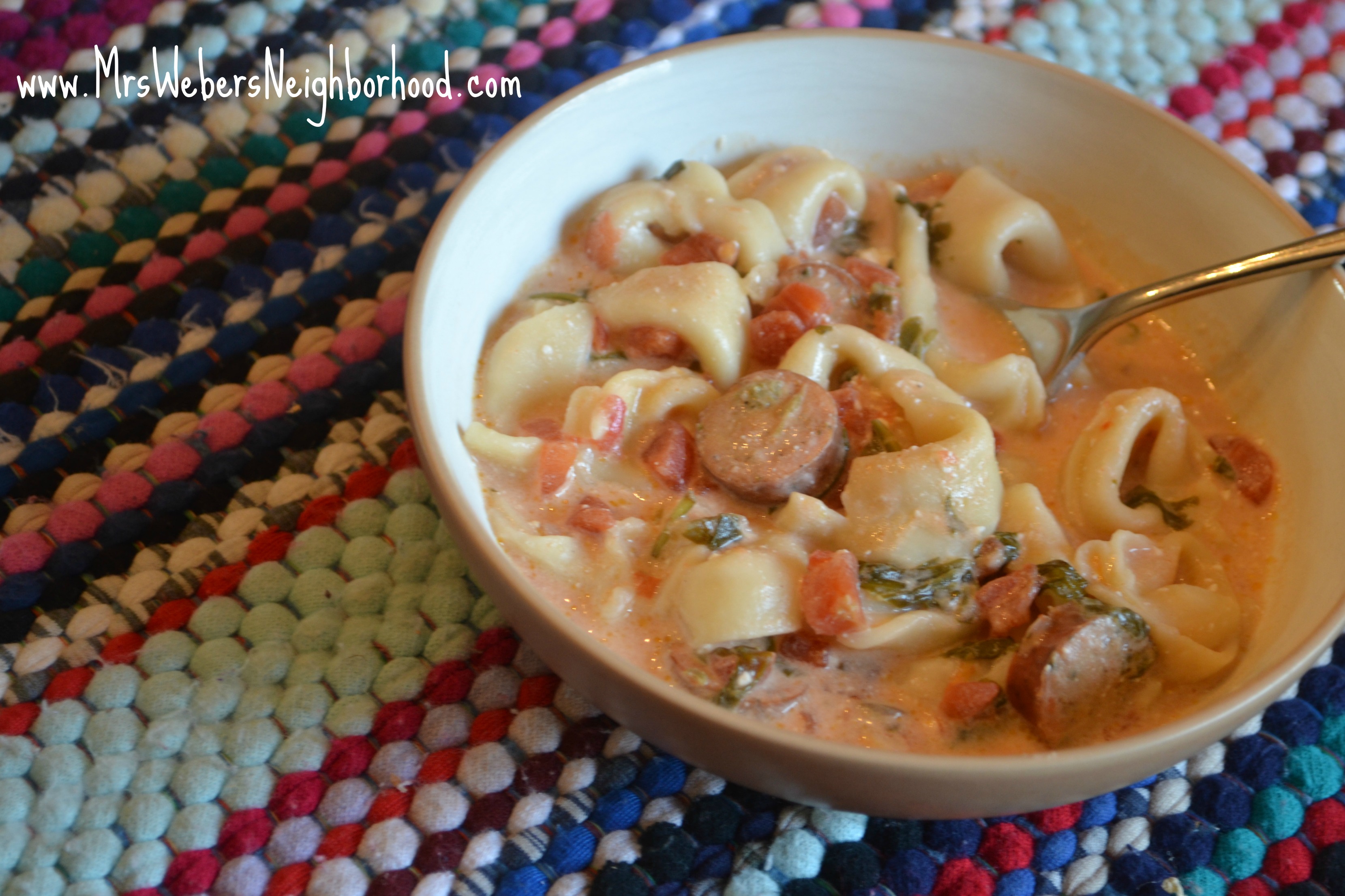 Slow Cooker Creamy Tortellini and Chicken Sausage Soup