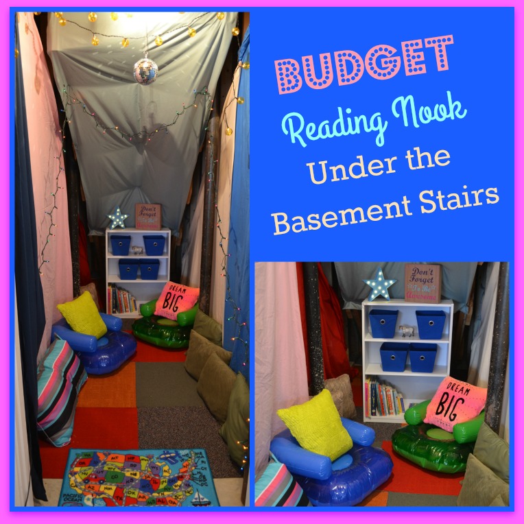 Budget Reading Nook Under the Basement Stairs